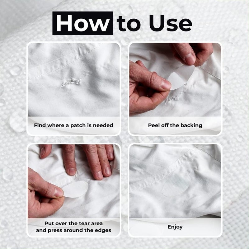 aZengear Repair Patches for Jackets, Tent, Shoe Toe, Air Mattress, Inflatables, PVC Gear - Waterproof, Self-Adhesive, Tear-Cold-Heat-Resistant, Down Puffer Coat (11 Pcs, White) - Image 2